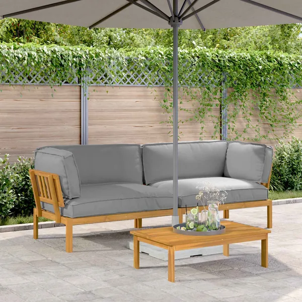 Ensemble de Canapés Uni 2 pcs Gris Bois d'Acacia Massif