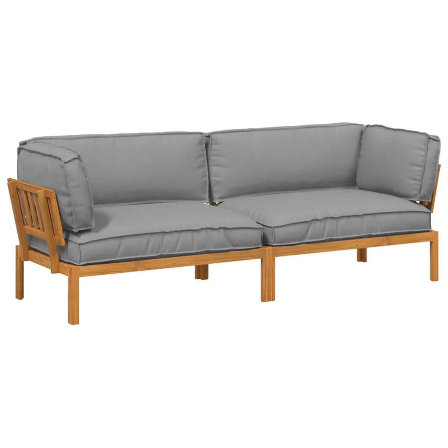 Ensemble de Canapés Uni 2 pcs Gris Bois d'Acacia Massif - 2