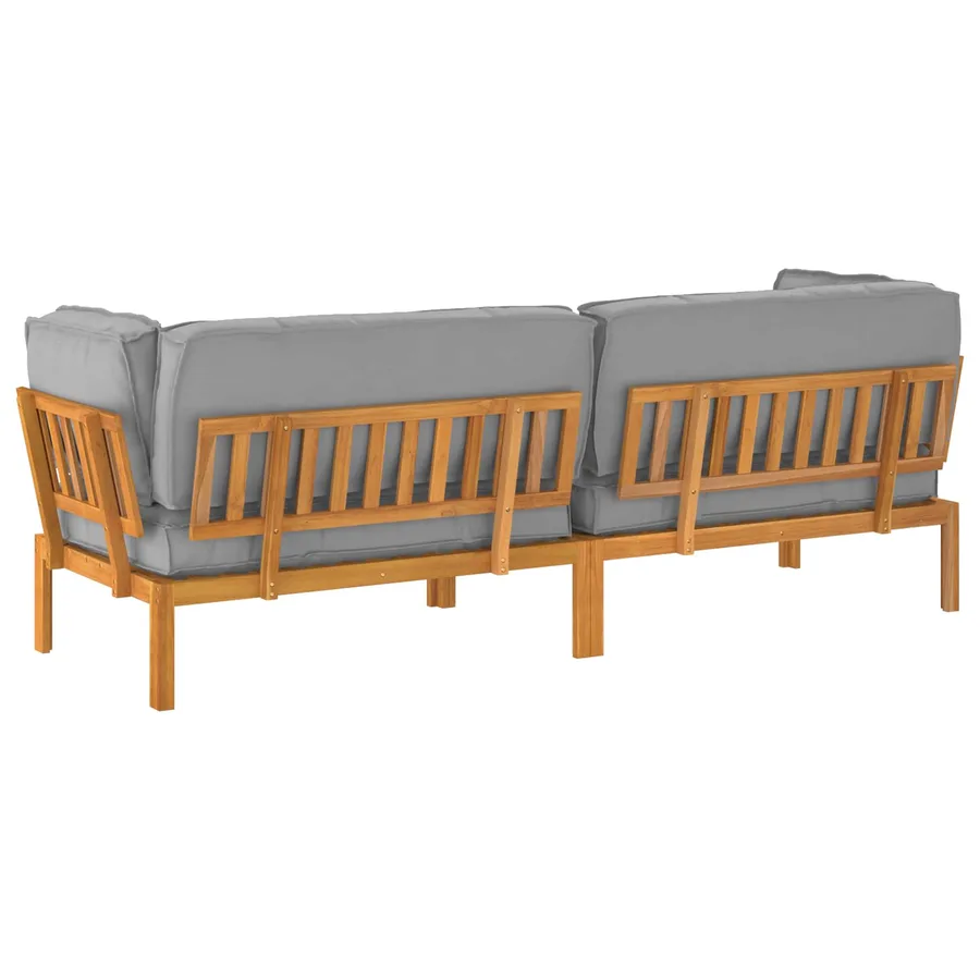 Ensemble de Canapés Uni 2 pcs Gris Bois d'Acacia Massif - 8