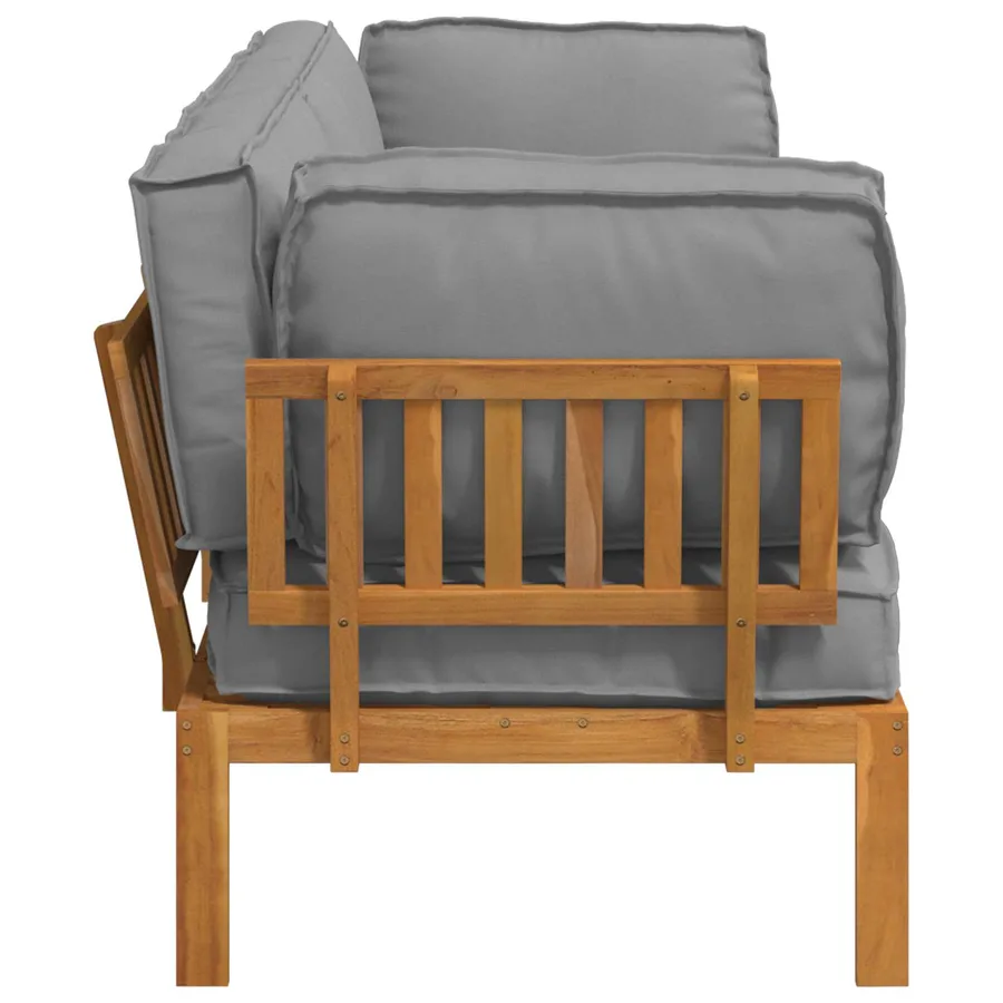 Ensemble de Canapés Uni 2 pcs Gris Bois d'Acacia Massif - 9