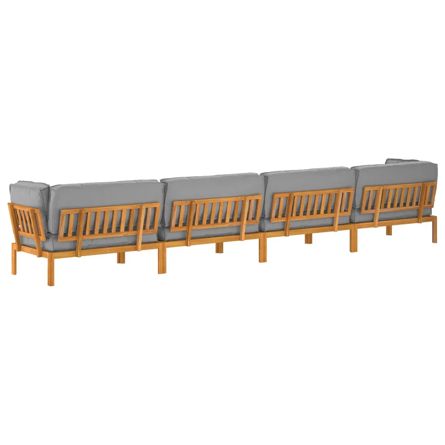 Ensemble de Canapés Uni 5 pcs Gris Bois d'Acacia Massif - 12
