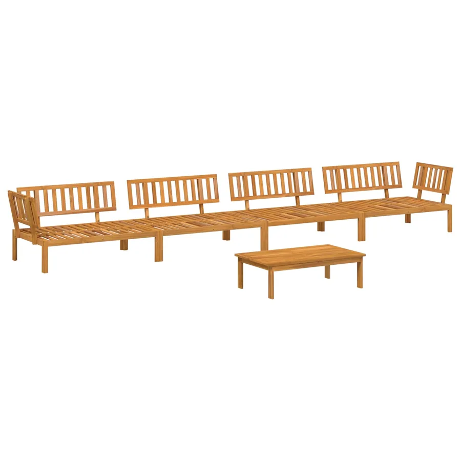 Ensemble de Canapés Uni 5 pcs Gris Bois d'Acacia Massif - 3
