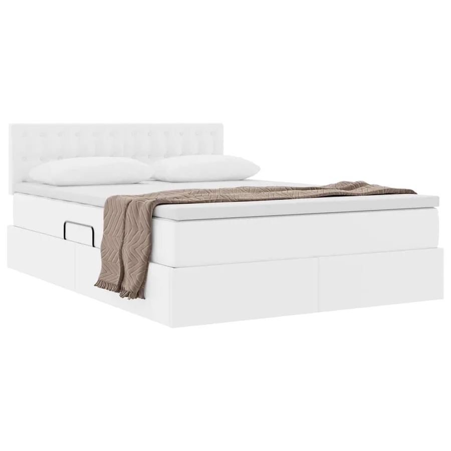 Lit avec rangement et matelas Blanc pur 140 x 190 cm - 3