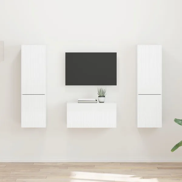 Ensemble meuble TV 5 pcs Blanc brillant Bois d'ingénierie