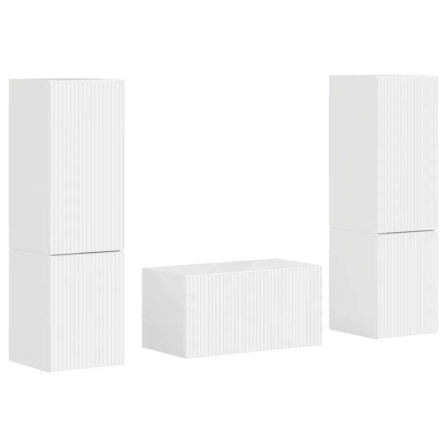 Ensemble meuble TV 5 pcs Blanc brillant Bois d'ingénierie - 2