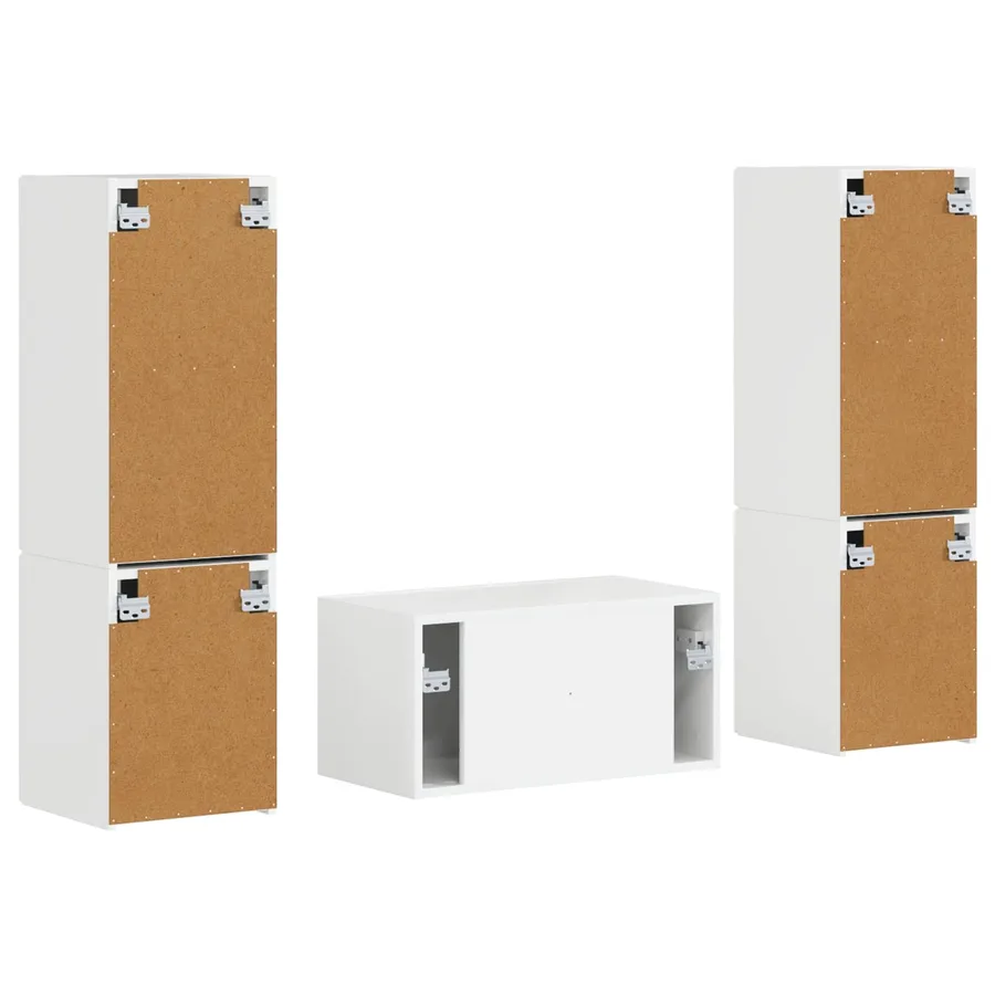 Ensemble meuble TV 5 pcs Blanc brillant Bois d'ingénierie - 9