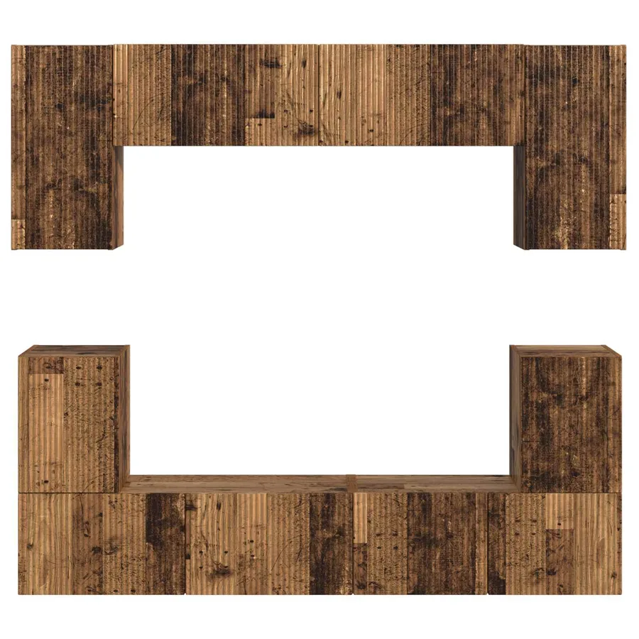 Ensemble meuble TV 5 pcs Bois Ancien Bois d'ingénierie - 8