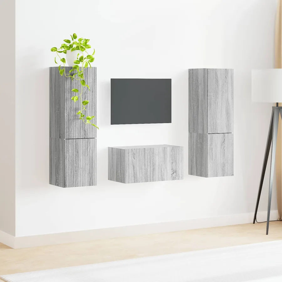 Ensemble meuble TV 5 pcs Gris Sonoma Bois d'ingénierie - 4