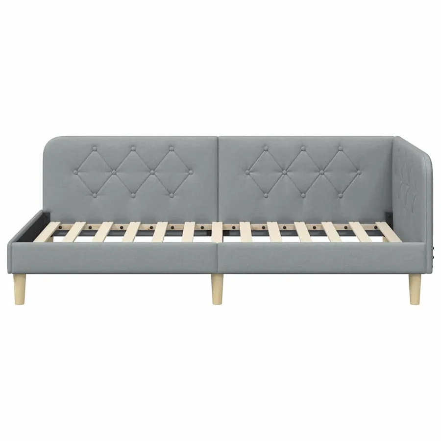 Cadre de lit d'angle Gris clair 90 x 190 cm tissu - 5