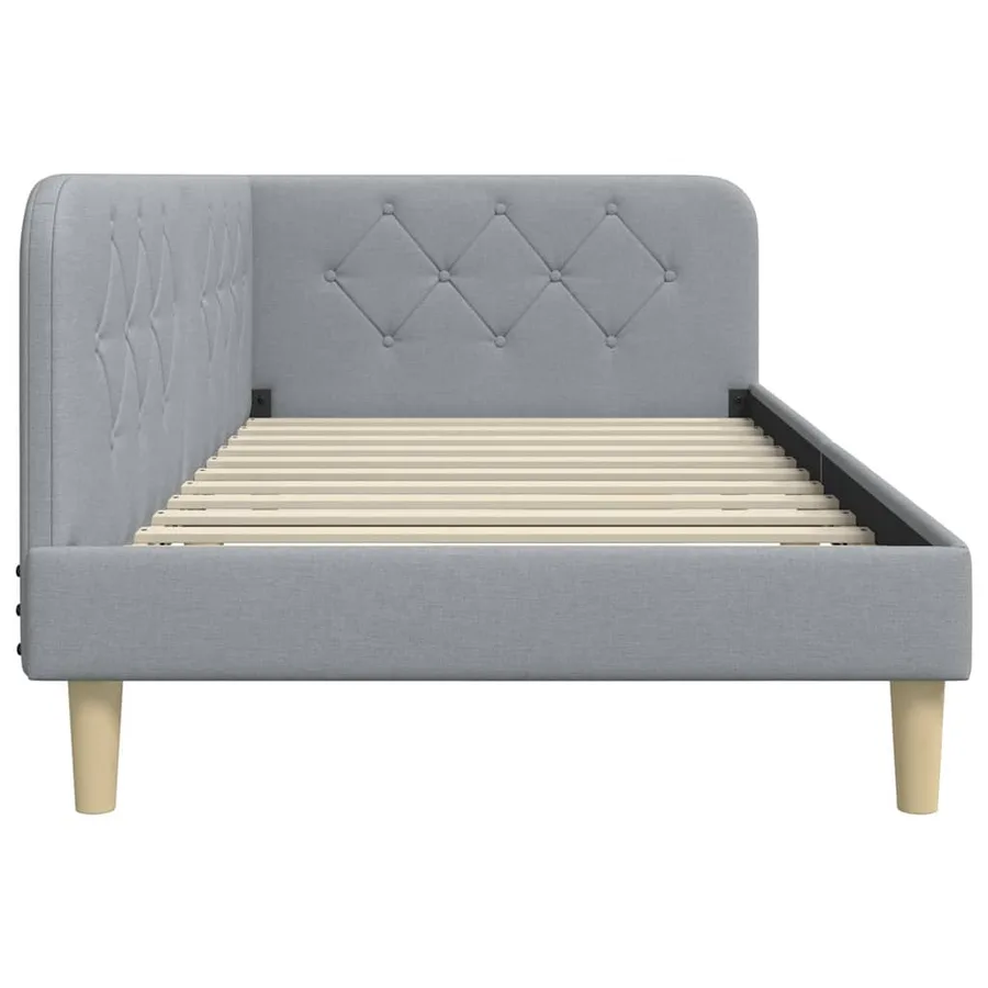 Cadre de lit d'angle Gris clair 90 x 190 cm tissu - 6