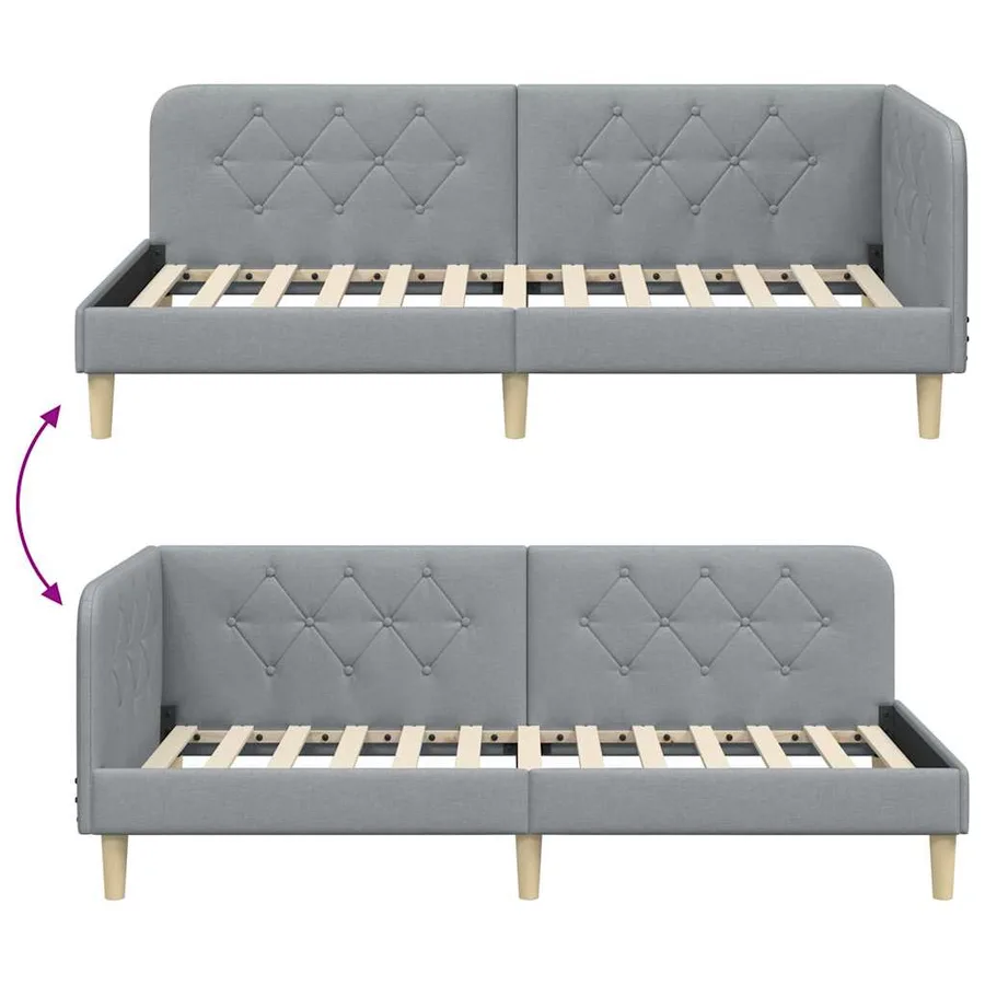 Cadre de lit d'angle Gris clair 90 x 190 cm tissu - 9