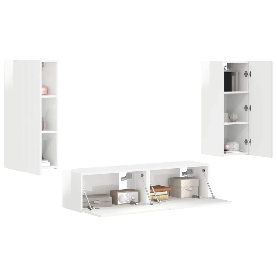 Ensemble meuble TV 4 pcs Blanc brillant Bois d'ingénierie - 3