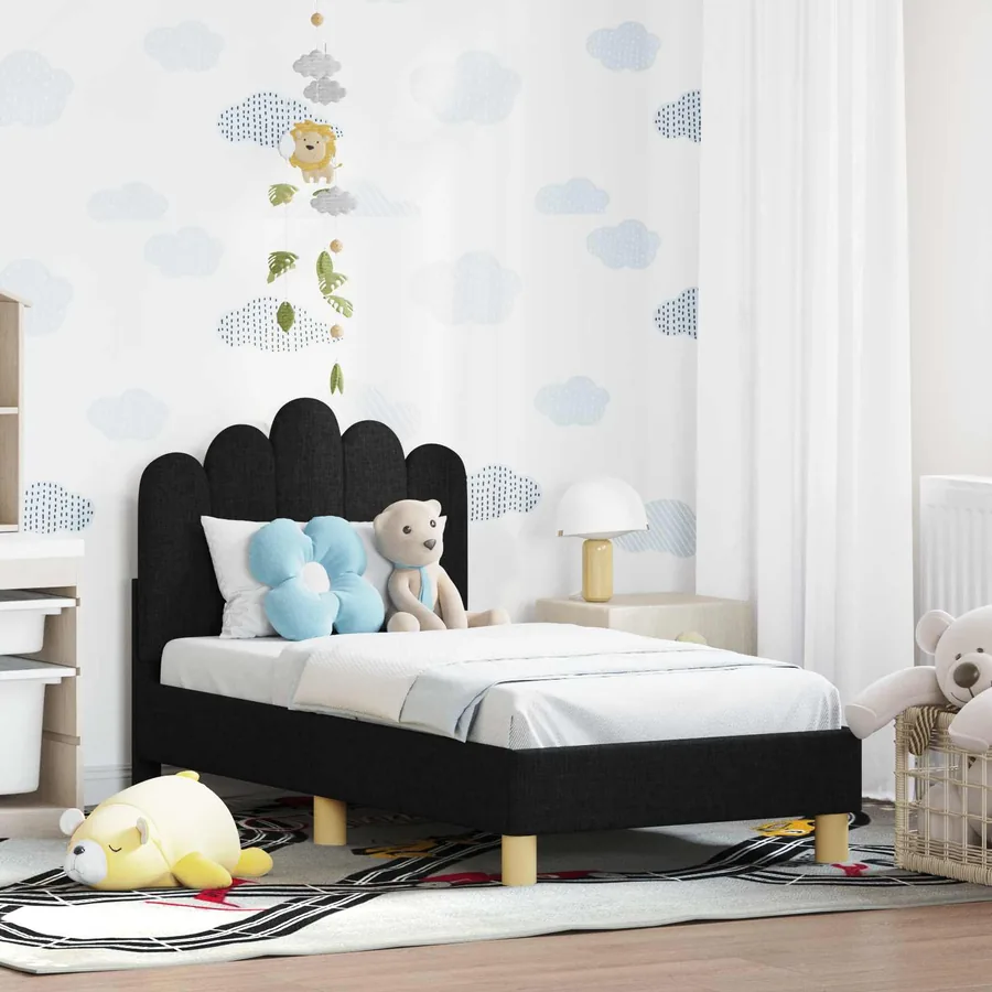 Cadre de lit pour tout-petit avec tête de lit Noir 70 x 140 cm