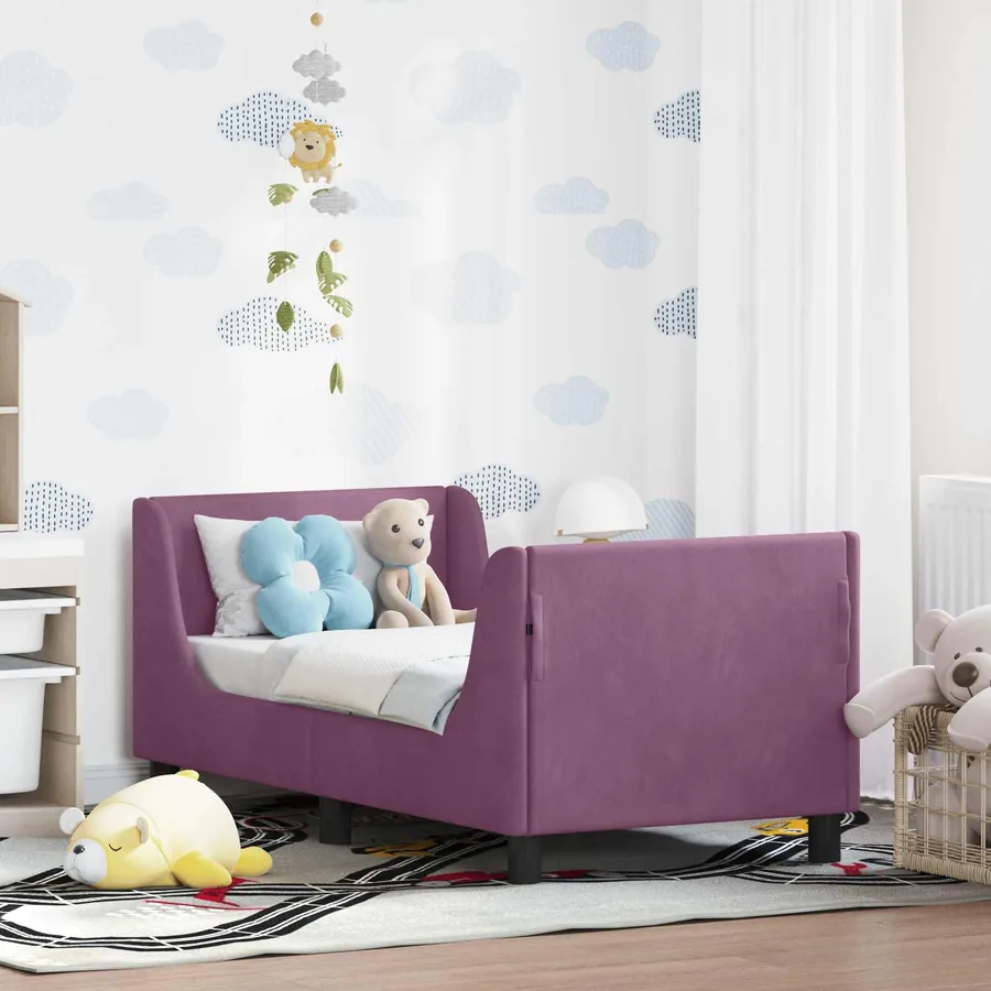 Cadre de lit pour tout-petit avec tête de lit Pourpre Velours