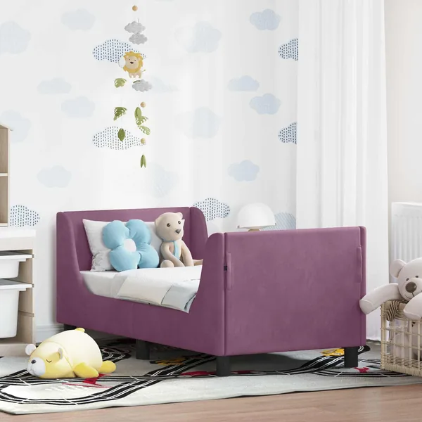 Cadre de lit pour tout-petit avec tête de lit Pourpre Velours