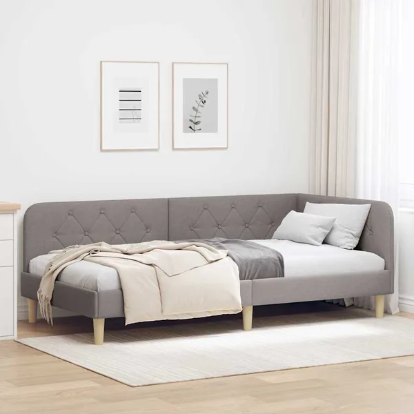 Cadre de lit d'angle Taupe 100 x 200 cm tissu