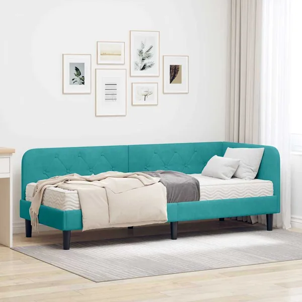 Cadre de lit d'angle Turquoise 80 x 200 cm Velours