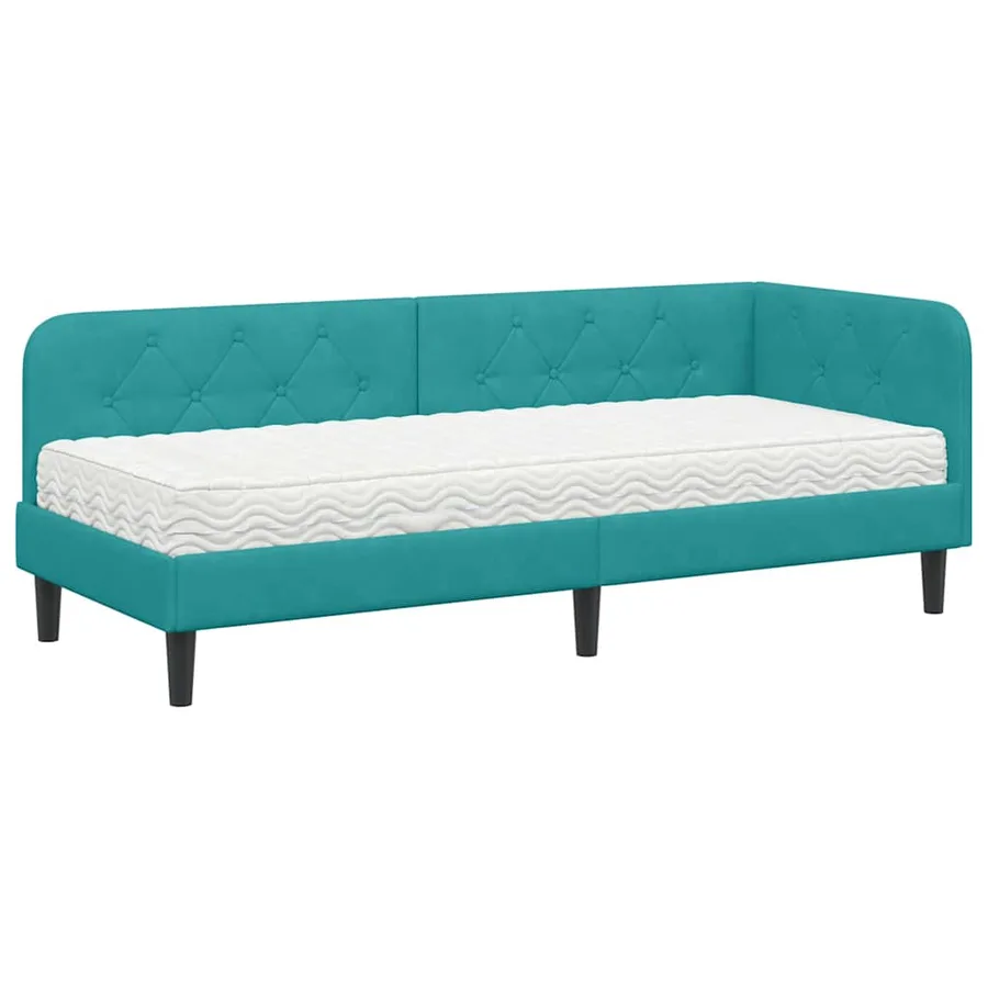 Cadre de lit d'angle Turquoise 80 x 200 cm Velours - 2