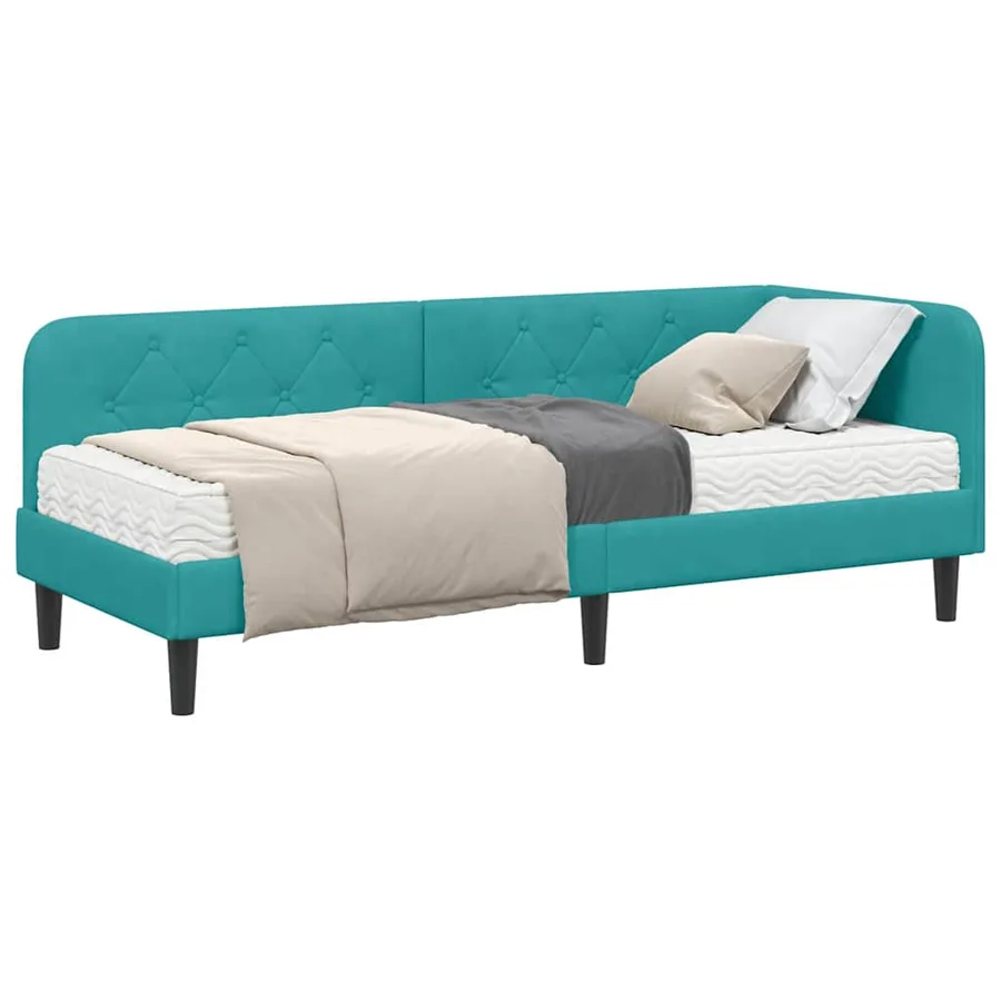 Cadre de lit d'angle Turquoise 80 x 200 cm Velours - 3