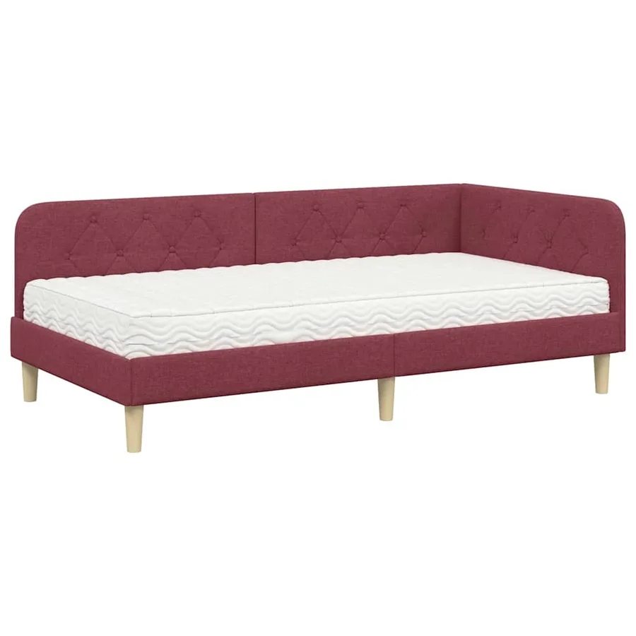 Cadre de lit d'angle Bordeaux 100 x 200 cm tissu - 2