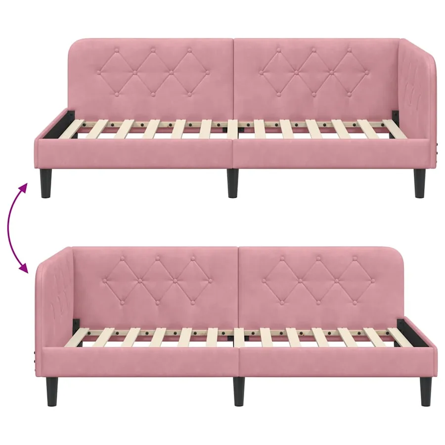 Cadre de lit d'angle Rose 100 x 200 cm Velours - 9
