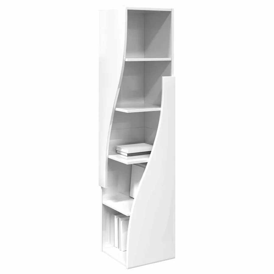 Meuble d'angle Blanc brillant 32x32x140cm Bois d'ingénierie - 3