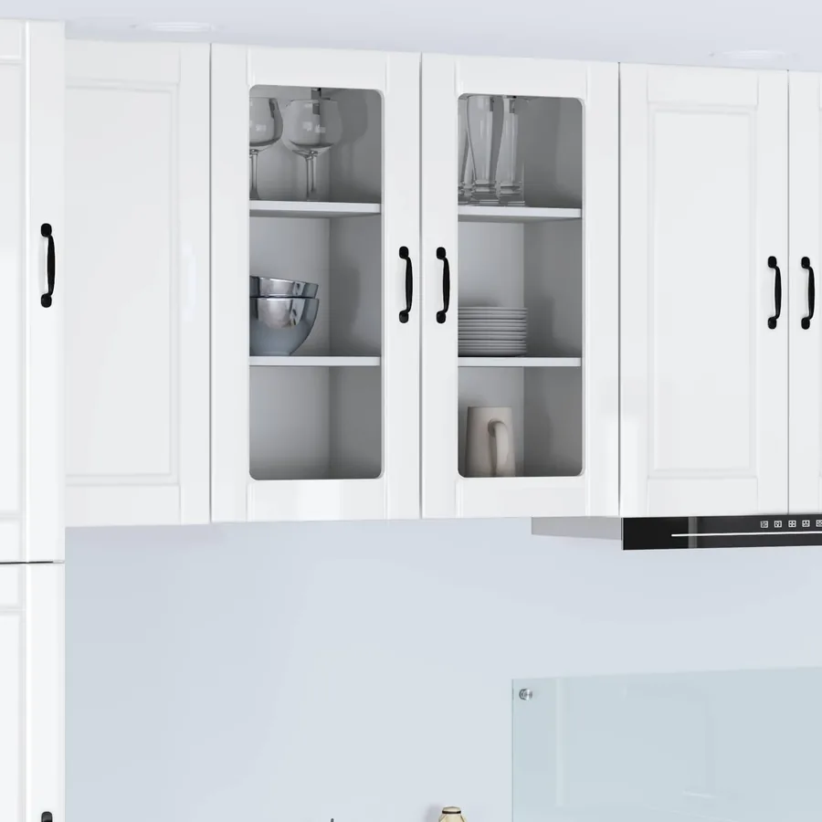 Cabinet en verre mural PORTO Blanc brillant 40 x 31 x 80 cm