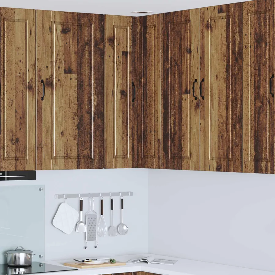 Cabinet d'angle mural PORTO Bois ancien 57 x 57 x 100 cm