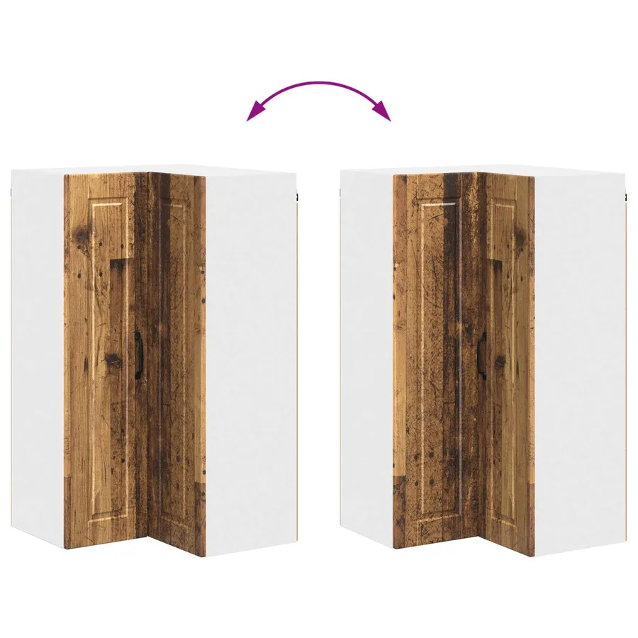 Cabinet d'angle mural PORTO Bois ancien 57 x 57 x 100 cm - 11