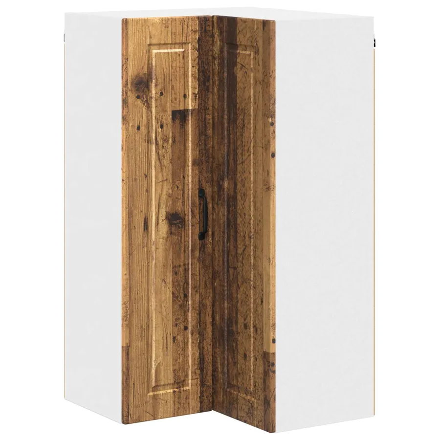 Cabinet d'angle mural PORTO Bois ancien 57 x 57 x 100 cm - 2