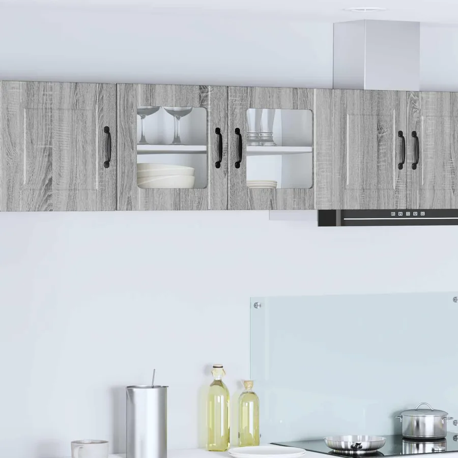 Cabinet en verre mural PORTO Gris Sonoma 80 x 31 x 40 cm