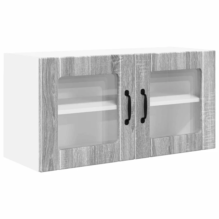 Cabinet en verre mural PORTO Gris Sonoma 80 x 31 x 40 cm - 2