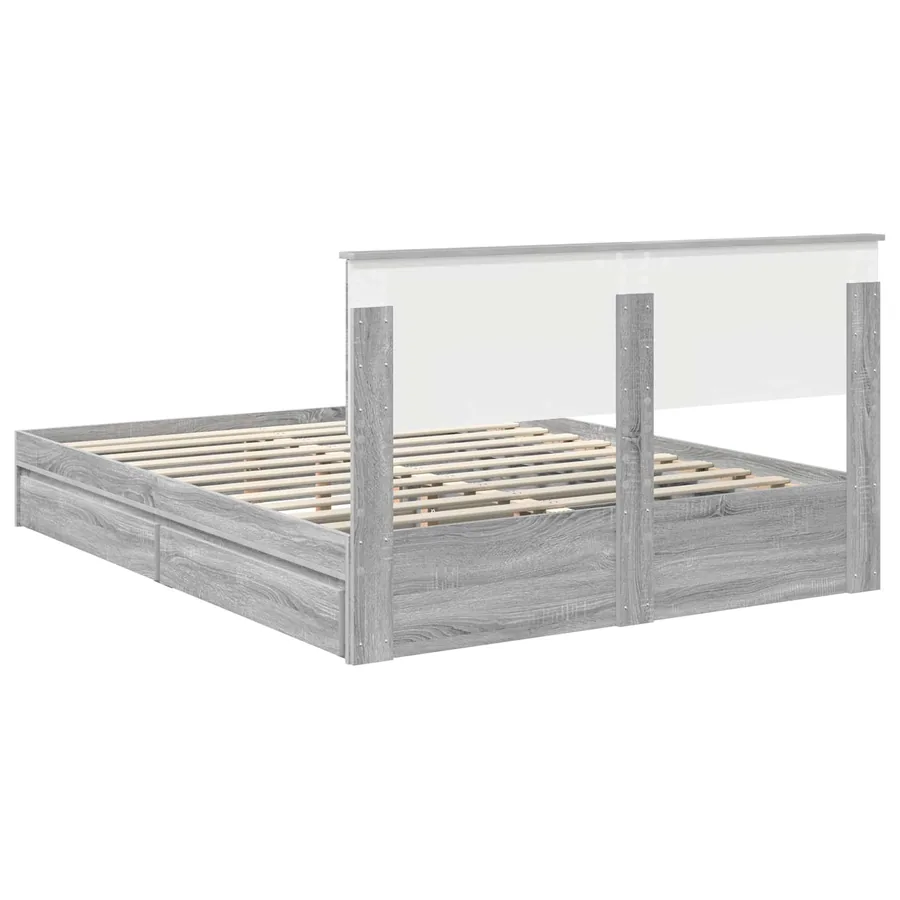 Lit de Rangement Gris Sonoma 150 x 200 cm Bois d'ingénierie - 10