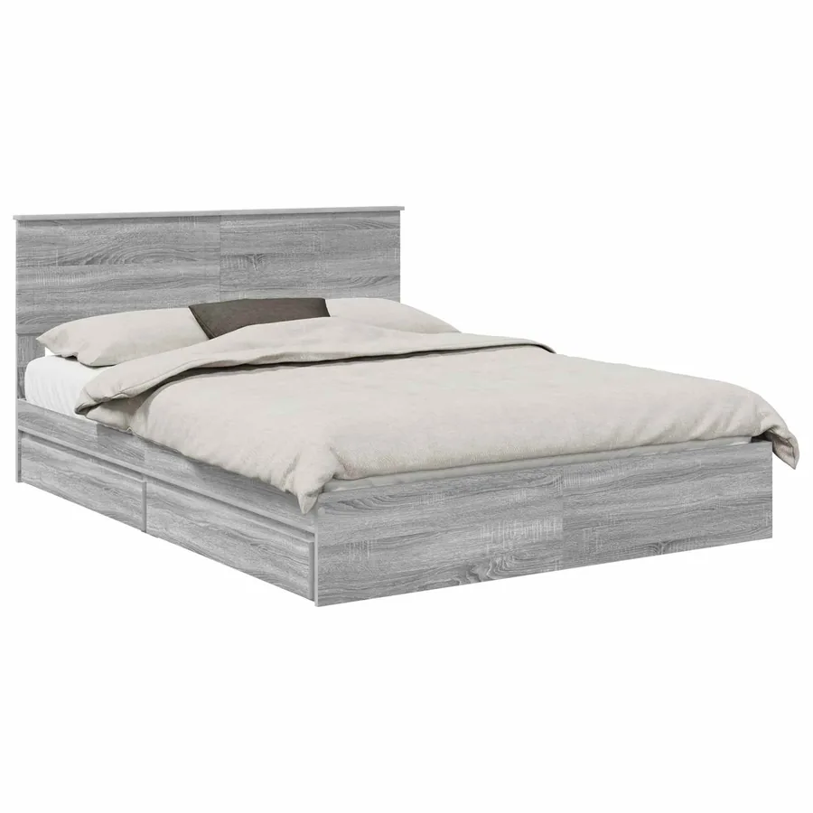 Lit de Rangement Gris Sonoma 150 x 200 cm Bois d'ingénierie - 2