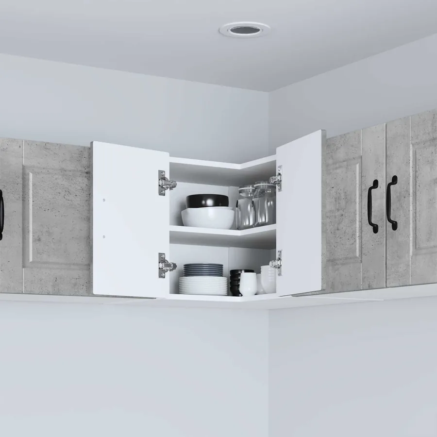 Cabinet d'angle mural PORTO Gris béton 57 x 57 x 40 cm - 4