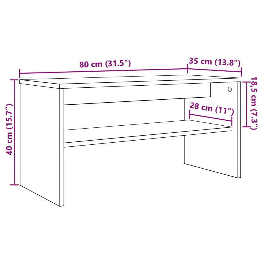 Meuble TV 80 x 35 x 40 cm Blanc Bois d'ingénierie - 10