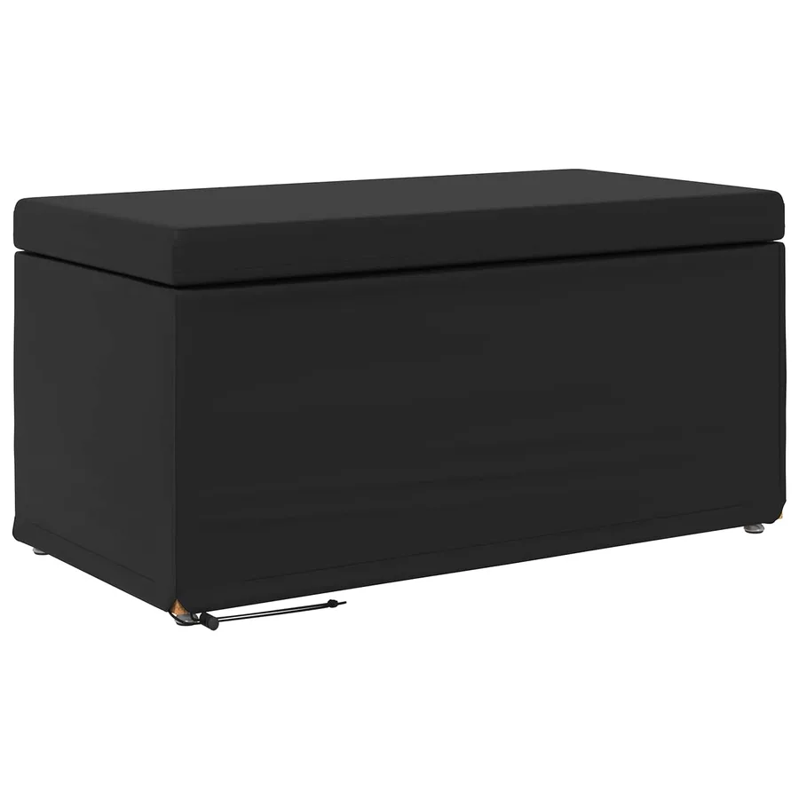 Tabouret Noir Cuir Synthétique et Bois Composite - 2