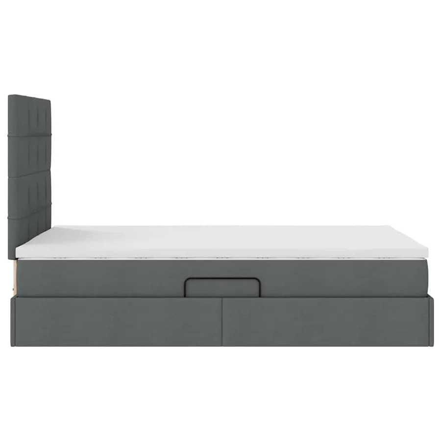 Lit avec rangement et matelas Gris foncé 120 x 200 cm tissu - 8