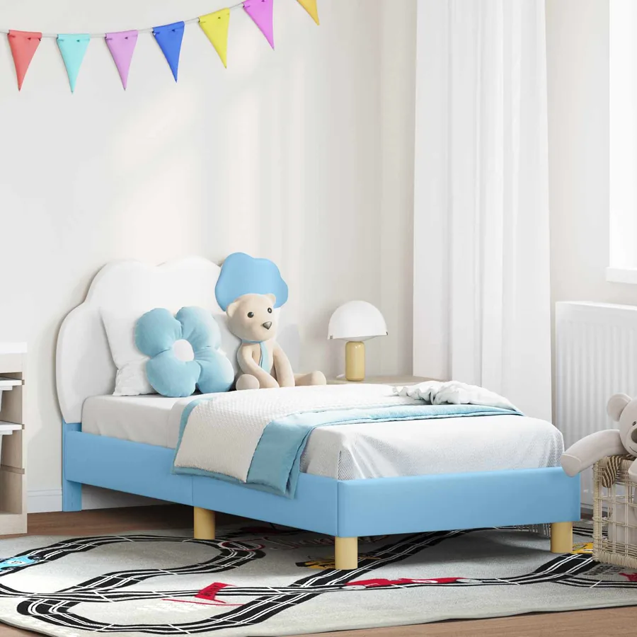 Cadre de lit pour enfants avec tête de lit Bleu 80 x 160 cm PU