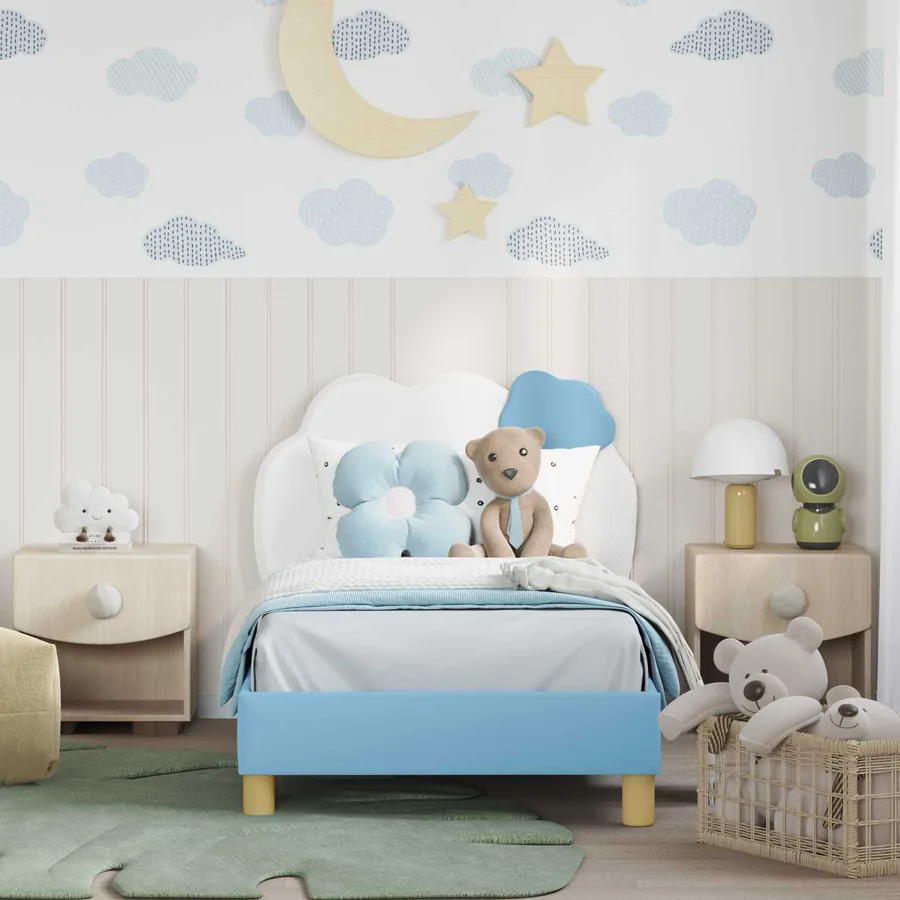 Cadre de lit pour enfants avec tête de lit Bleu 80 x 160 cm PU - 3