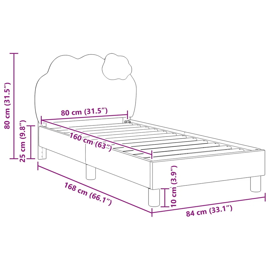 Cadre de lit pour enfants avec tête de lit Bleu 80 x 160 cm PU - 8