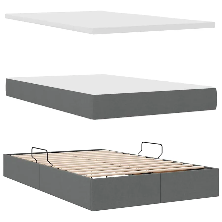 Lit avec rangement et matelas Gris foncé 120 x 200 cm - 7