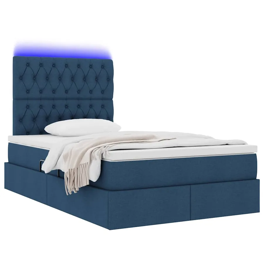 Lit de rangement LED avec matelas Bleu 120 x 200 cm Tissu - 3