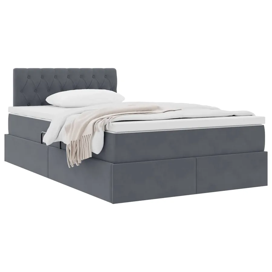 Lit de Rangement avec matelas Gris foncé 120 x 190 cm Velours - 3