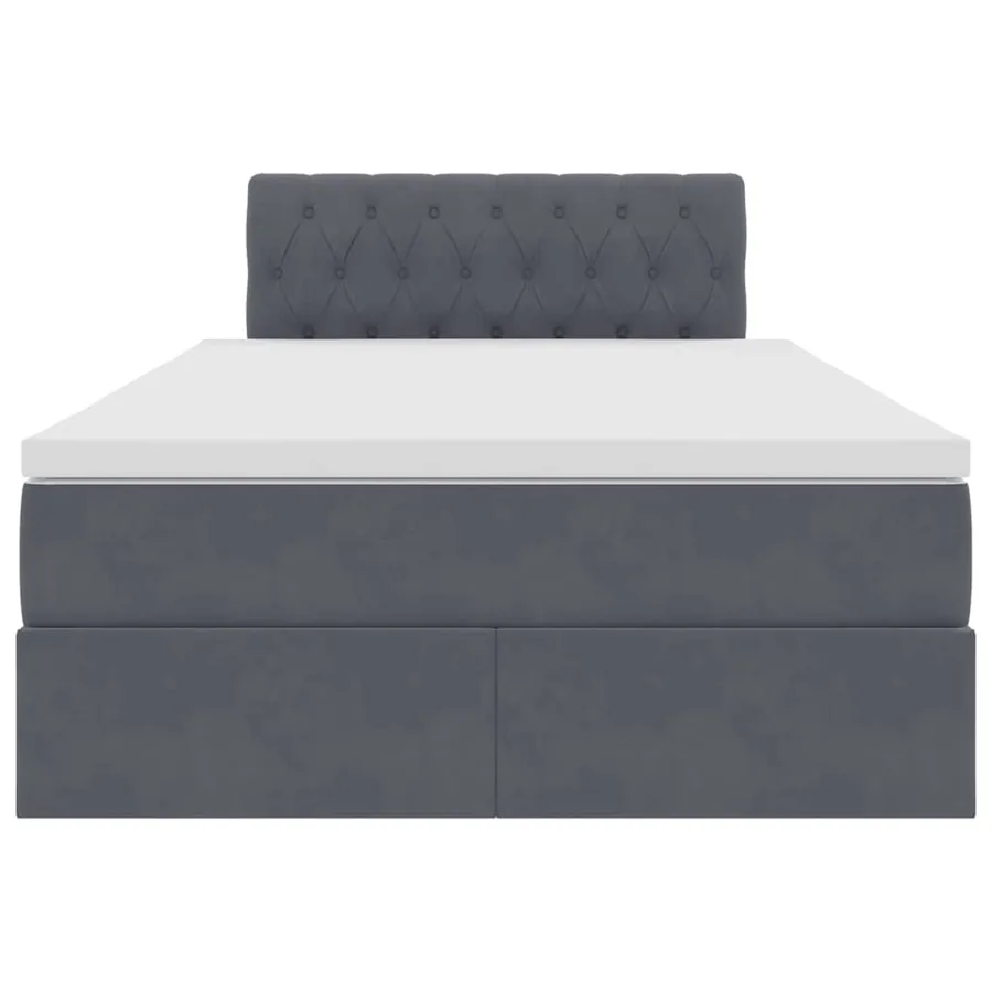 Lit de Rangement avec matelas Gris foncé 120 x 190 cm Velours - 7