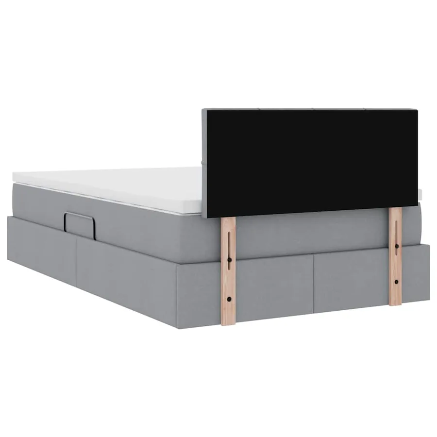 Lit de rangement LED avec matelas Gris clair 120 x 190 cm Tissu - 12