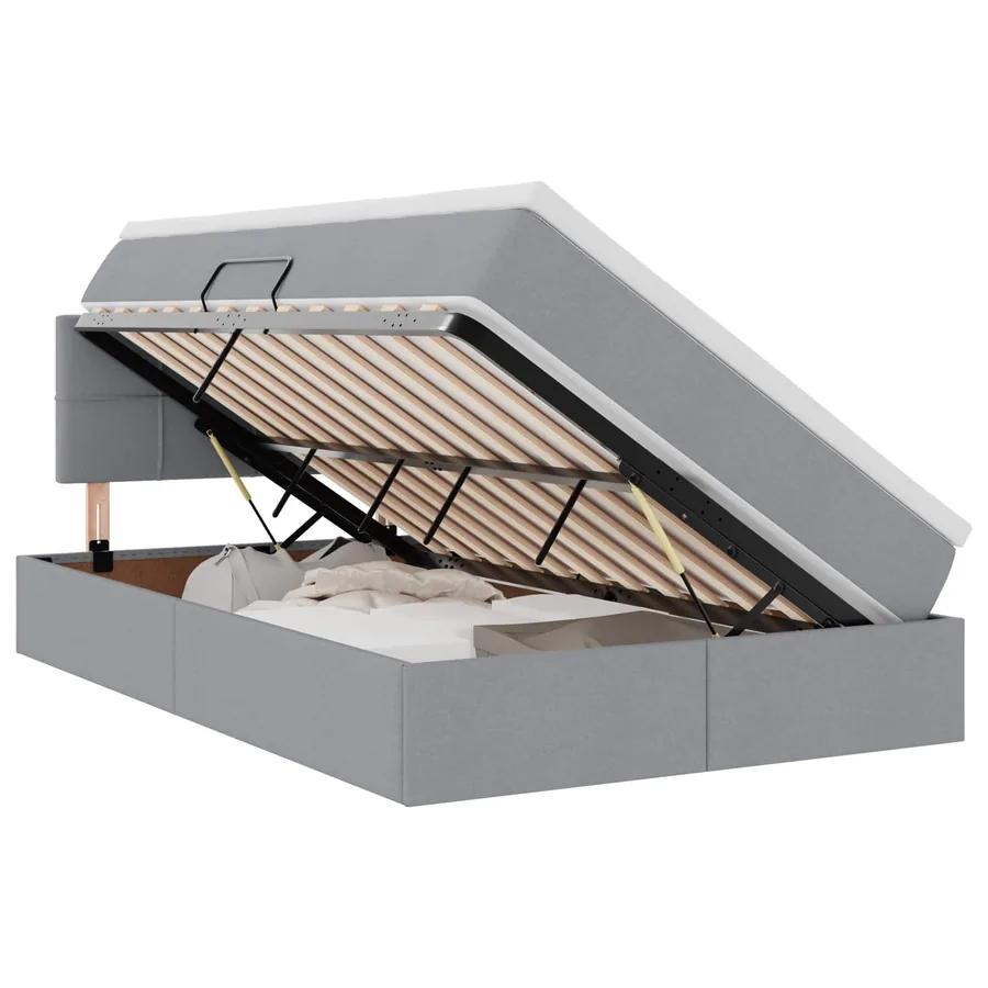 Lit de rangement LED avec matelas Gris clair 120 x 190 cm Tissu - 2