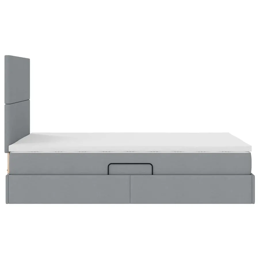 Lit de rangement LED avec matelas Gris clair 120 x 190 cm Tissu - 11