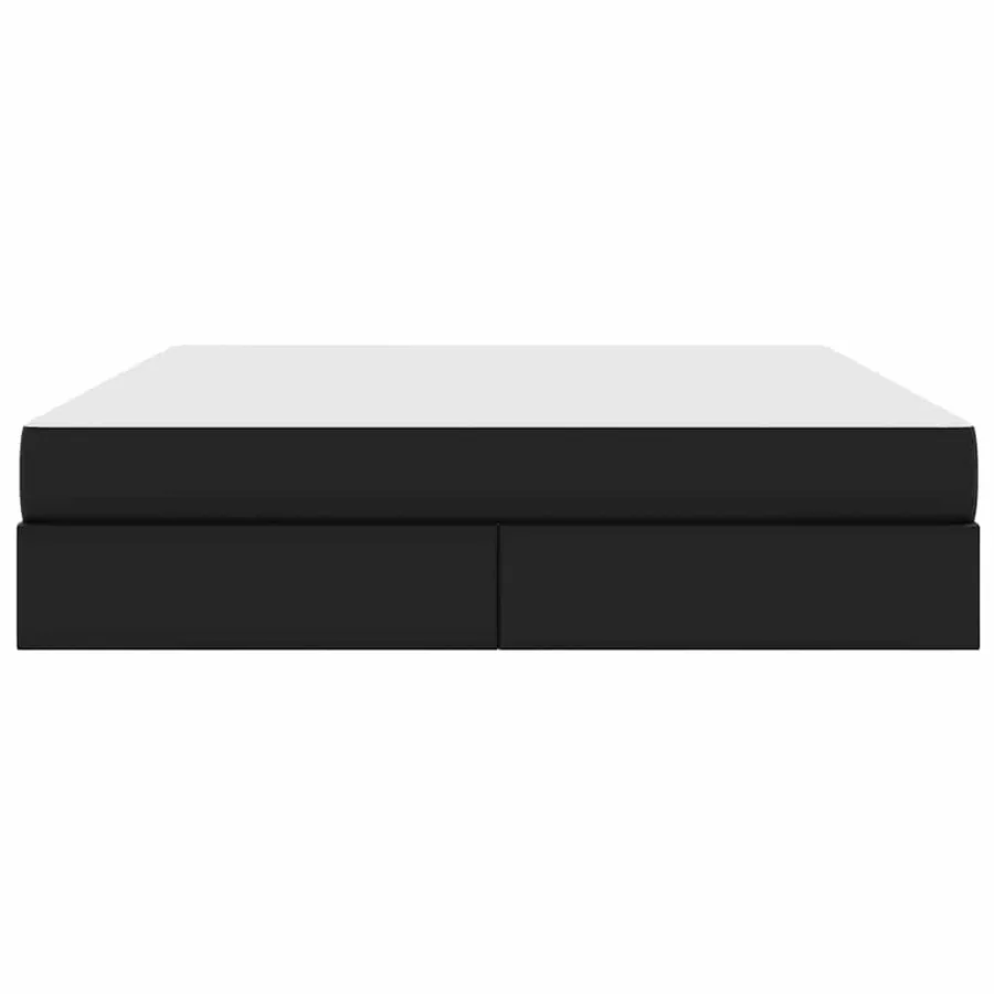 Lit avec rangement et matelas avec matelas 2 pcs Noir Cuir - 7