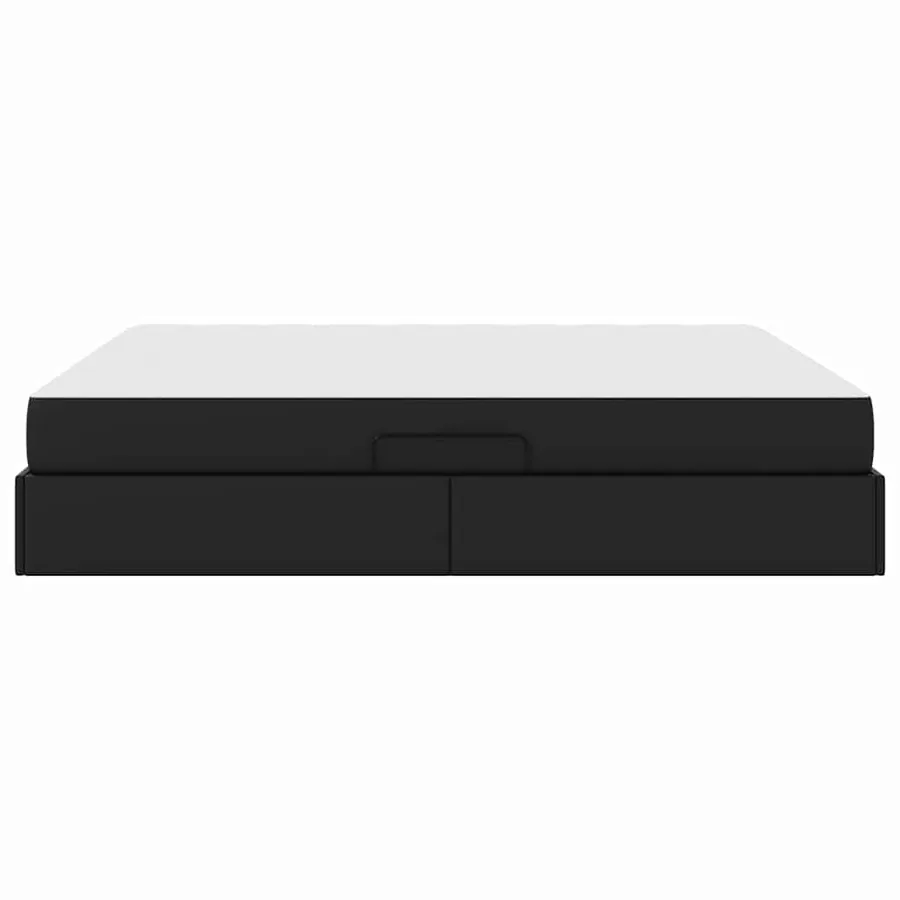 Lit avec rangement et matelas avec matelas 2 pcs Noir Cuir - 9